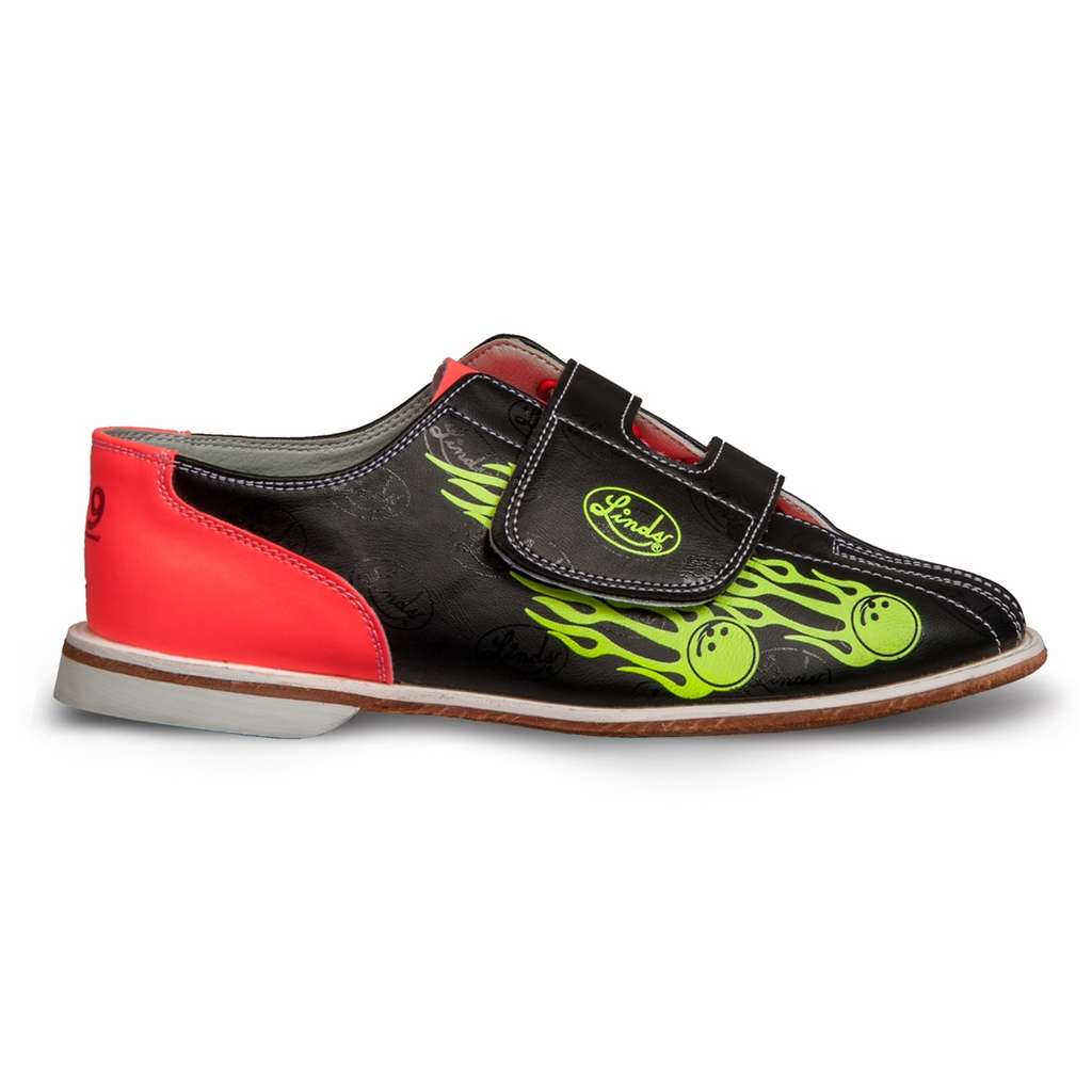 Linds Mens Glow Balls of Fire Bowling Shoes Velcro 