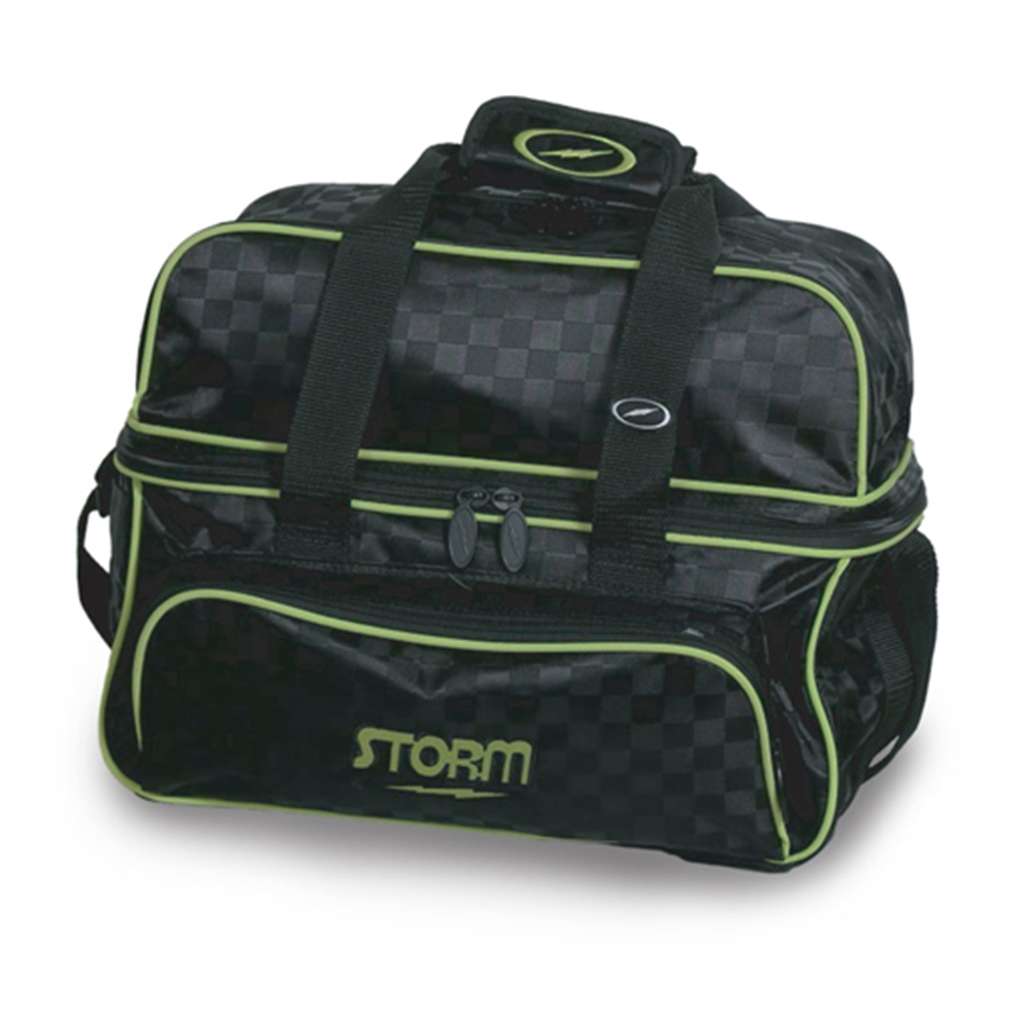 Storm 2 Ball Deluxe Checkered Tote Bowling Bag Black Lime Storm