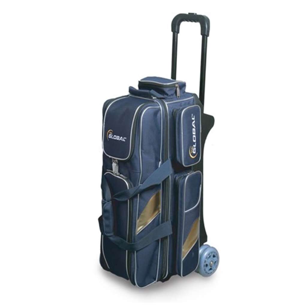 900 Global Deluxe 3 Ball Roller Bowling Bag- Blue/Gold