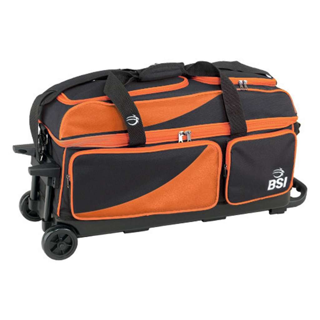 BSI 3 Ball Roller Bowling Bag- Black/Orange