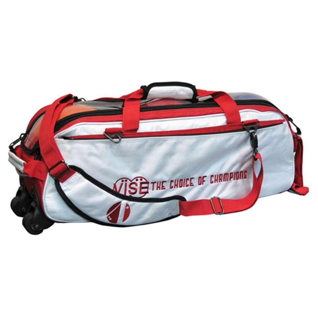 Vise Clear Top 3 Ball Roller Bowling Bag- White/Red
