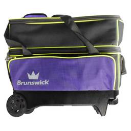 Brunswick Crown Double Roller Bowling Bag- Purple/Yellow