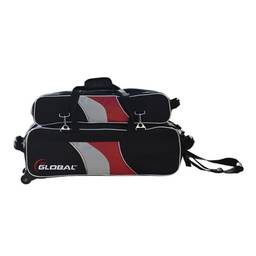 900 Global 3 Ball Airline Tote Roller Bowling Bag w/ Removeable Pouch- Black/Red/Silver