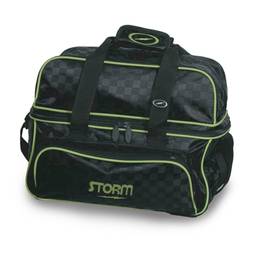 Storm 2 Ball Deluxe Checkered Tote Bowling Bag- Black/Lime