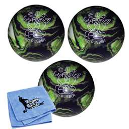 EPCO Duckpin Bowling Ball - Cobra Pro Rubber - Purple, Lime & White (4 3/4 inch- 3lbs. 10oz.) - 3 Balls