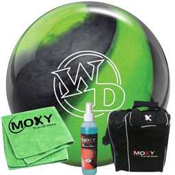 Columbia 300 White Dot Lime/Swirl Bowling Ball  | Moxy Strike Black Bowling Bag | Moxy Green Micro Fiber Towel | Moxy Xtreme Power Cleaner Package