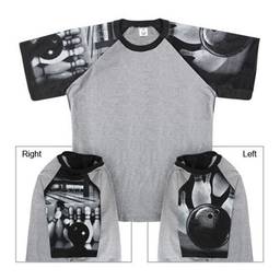 Bowling Themed Sleeve T-Shirt- Ash