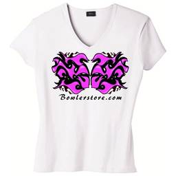 Pink Flame Bowling T-Shirt- White