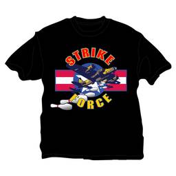 Strike Force Bowling T-Shirt- Black