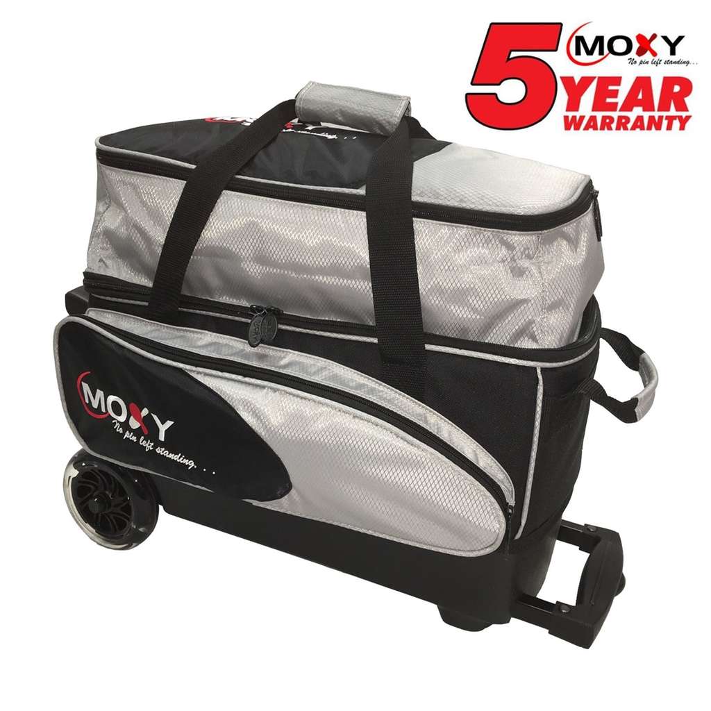 Moxy Blade Premium Double Roller Bowling Bag- Silver/Black