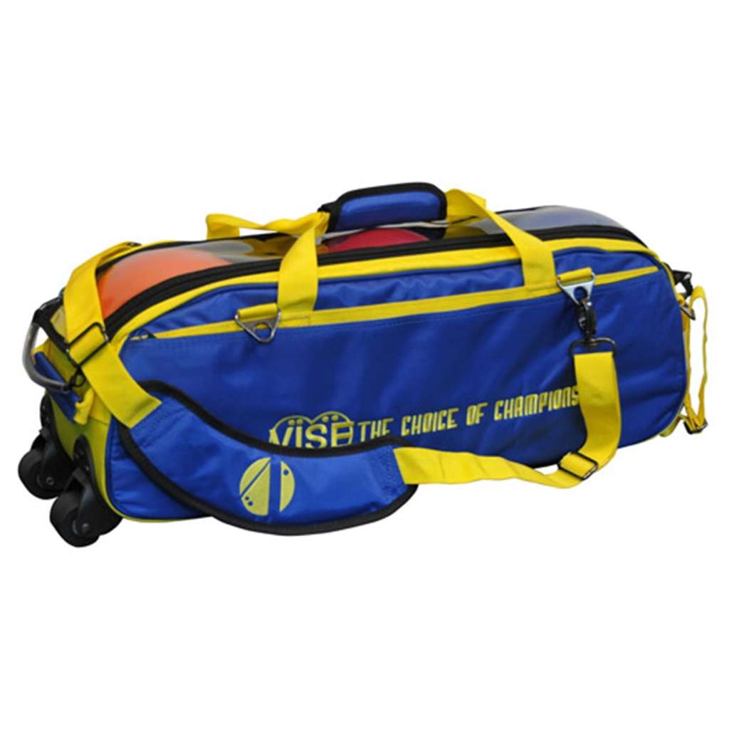 Vise Clear Top 3 Ball Roller Bowling Bag- Blue/Yellow