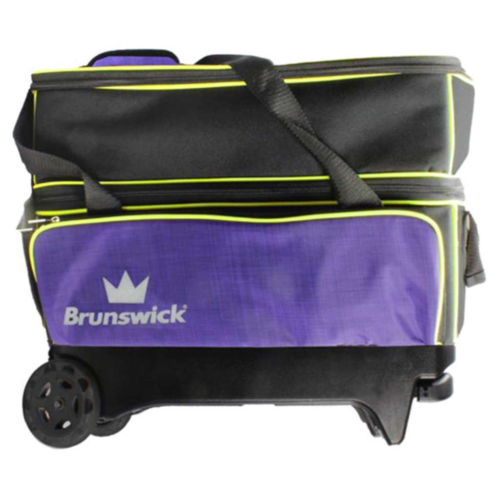 Brunswick Crown Double Roller Bowling Bag- Purple/Yellow