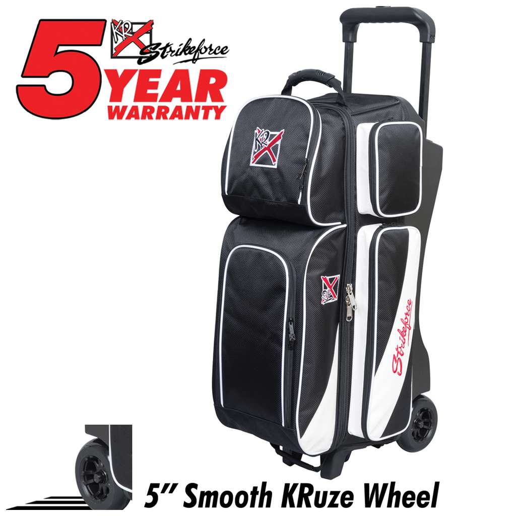 KR Strikeforce Fast Triple Roller Bowling Bag - Black/White