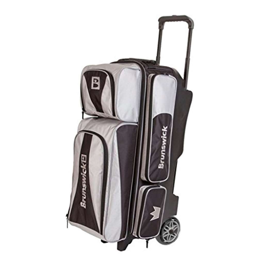 Brunswick Crown Deluxe Triple Roller Bowling Bag Silver
