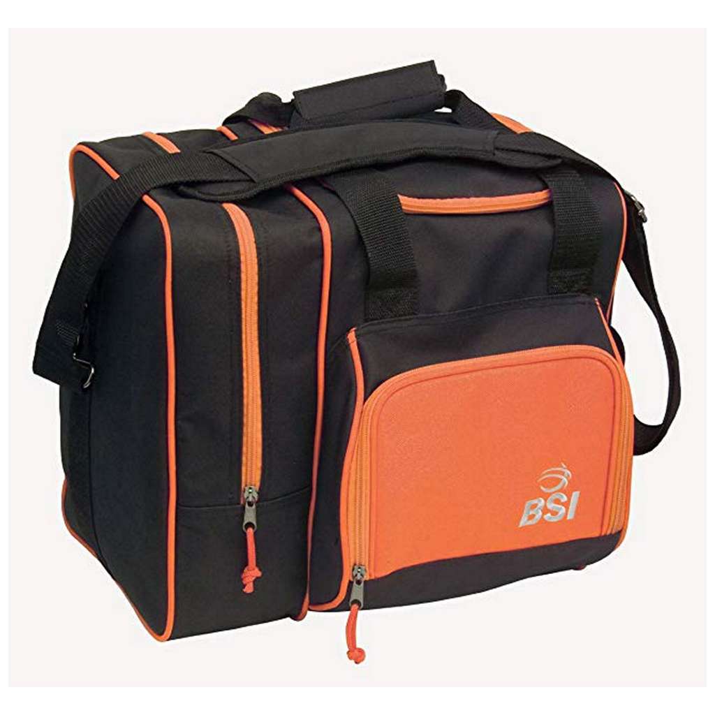 BSI Deluxe Single Ball Bowling Bag- Black/Orange