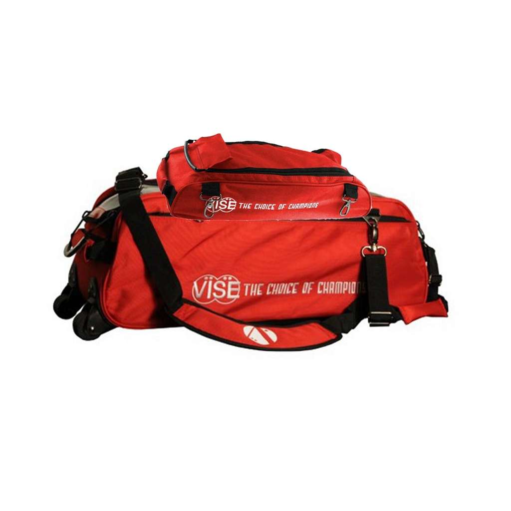 Vise Clear Top 3 Ball Deluxe Roller Bowling Bag- Red