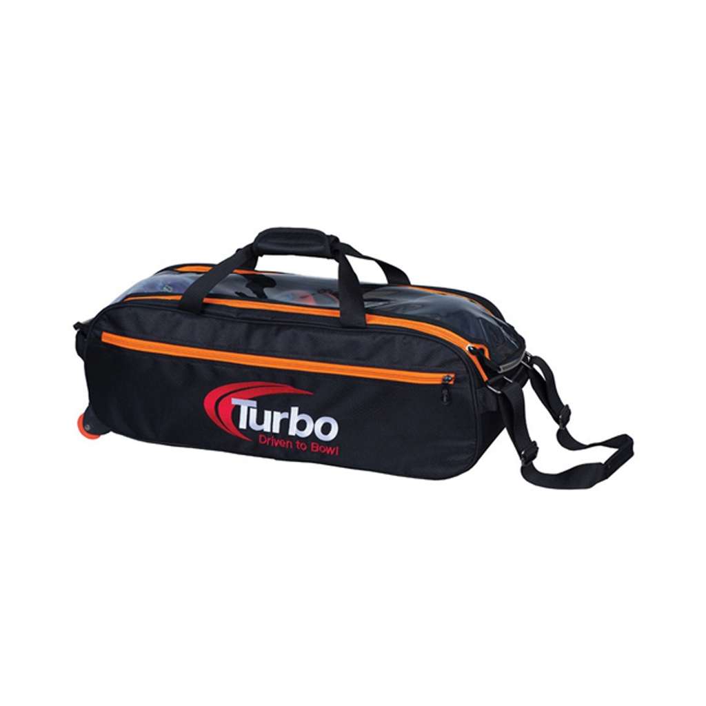 Turbo 3 Ball Pursuit Slim Triple Tote Bowling Bag - Black/Orange
