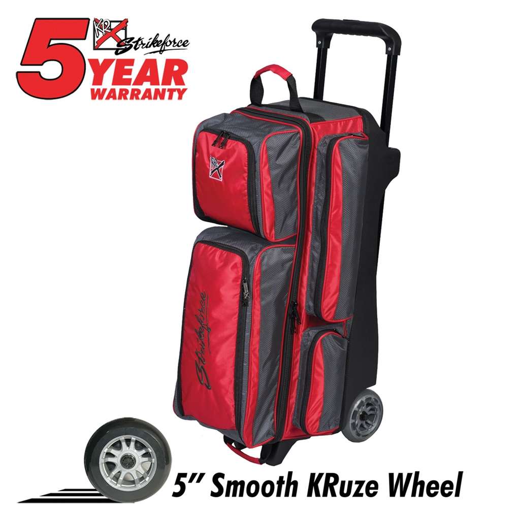 KR Konvoy Triple Roller Bowling Bag- Red/Smoke