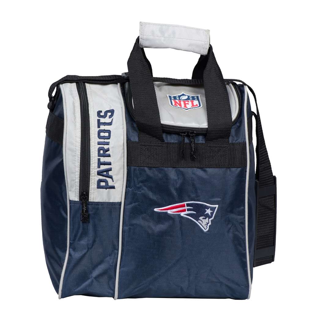 NFL New England Patriots Single Bowling Ball Tote Bag- Navy/Silver