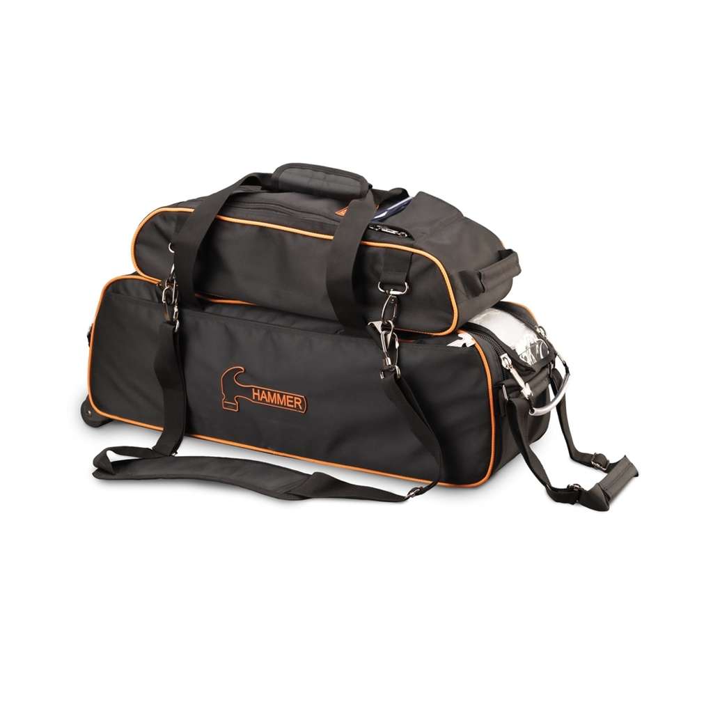 Hammer Premium Slim Triple Tote Bowling Bag with Pouch- Black/Orange