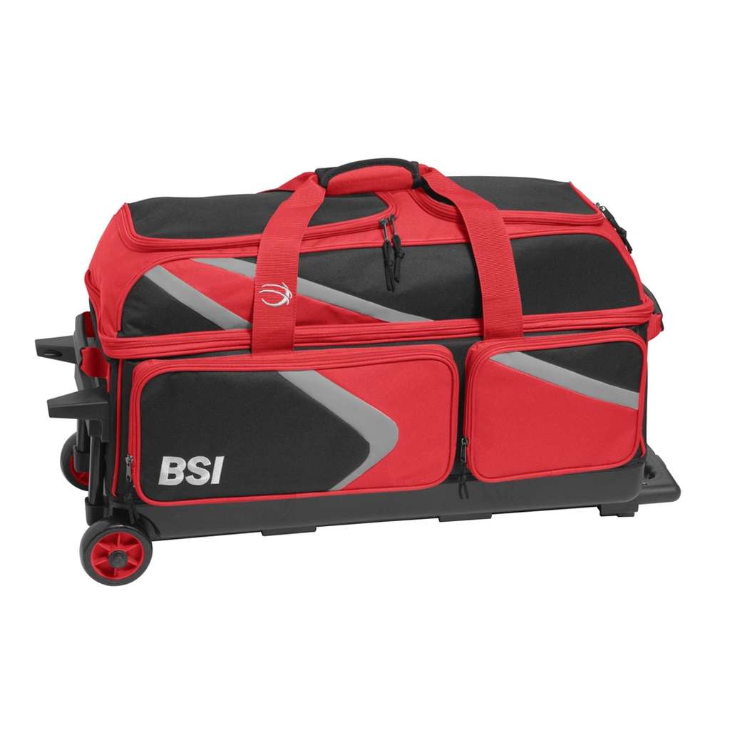 BSI Dash Triple Roller Bowling Bag- Black/Red/Gray