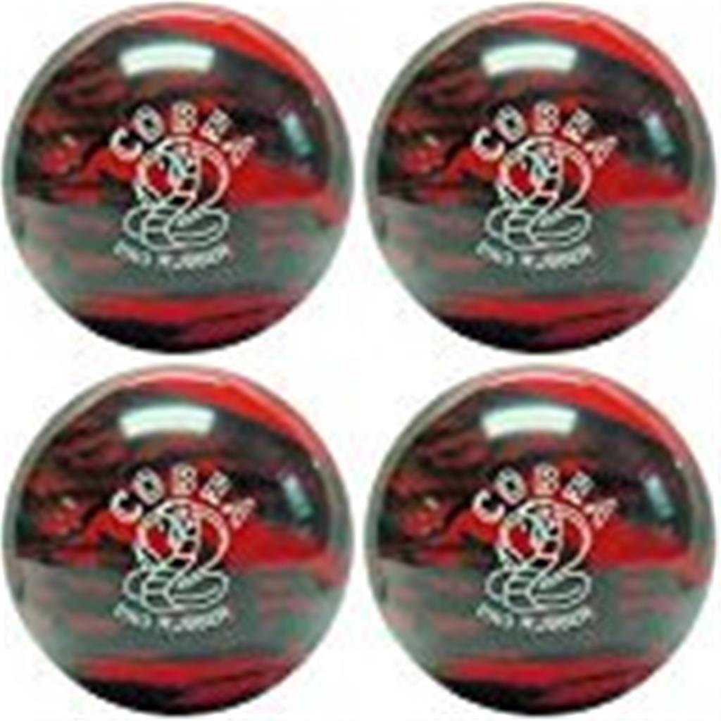 EPCO Candlepin Bowling Ball- Cobra Pro Rubber, Red & Black (4 1/2 inch- 2lbs. 6oz.) 4 Balls