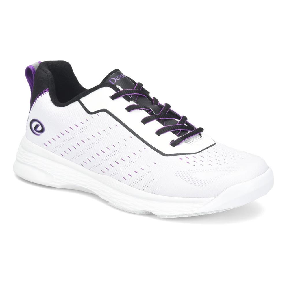 Dexter Womens Trixie Bowling Shoes (For right or left handed bowlers- Universal Slide Soles on both shoes) Bowling Shoes - White/Black/Purple