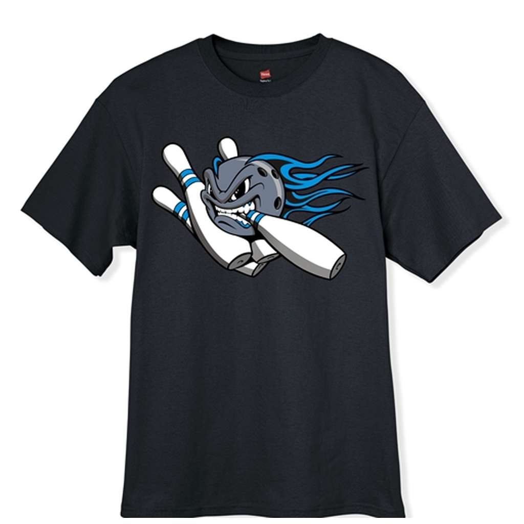 Blue Flame Ball and Pins Bowling T-Shirt