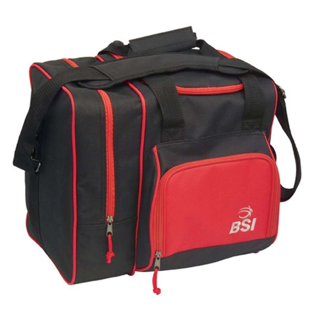 BSI Deluxe Single Ball Bowling Bag- Black/Red
