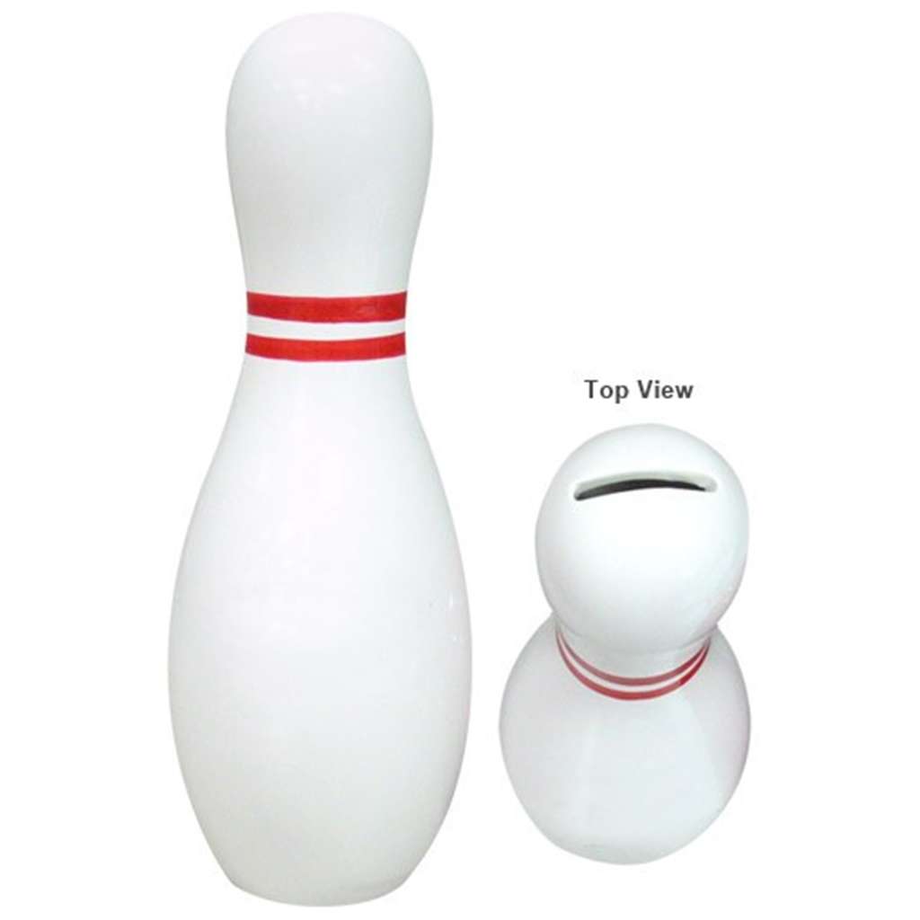 Ceramic Bowling Pin Bank- White