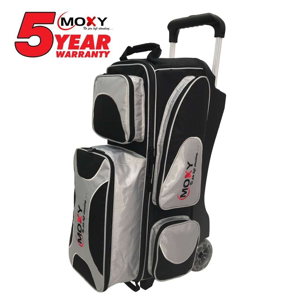 Moxy Deluxe Triple Roller Bowling Bag- Silver/Black