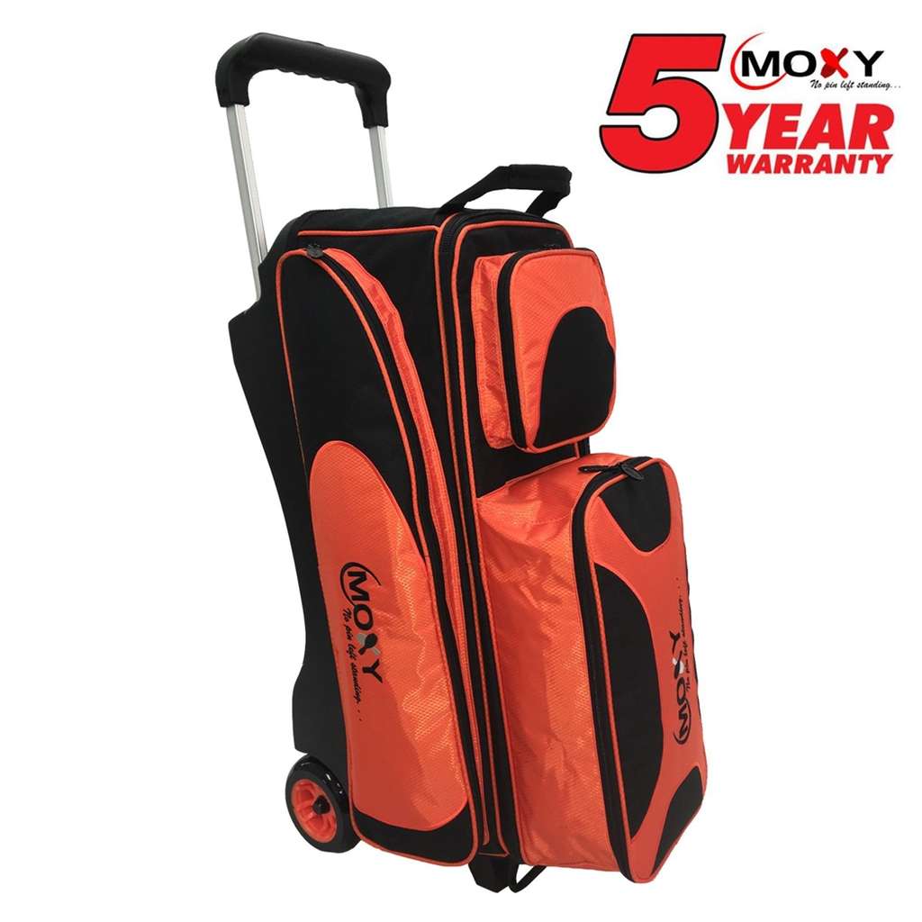 Moxy Deluxe Triple Roller Bowling Bag- Orange/Black